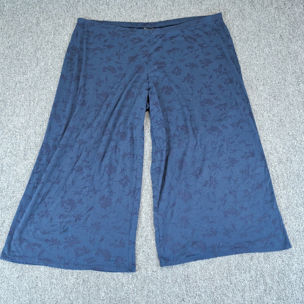 Soma Women Lounge Pants Size 3 XL Navy Blue Floral Burnout Wide Leg Pajama Sleep — photo 2